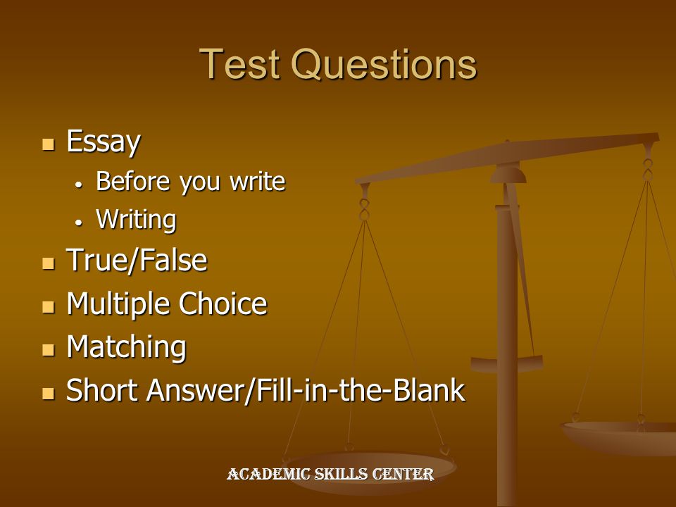 Test Taking Strategies for Short Answer and Essay Tests